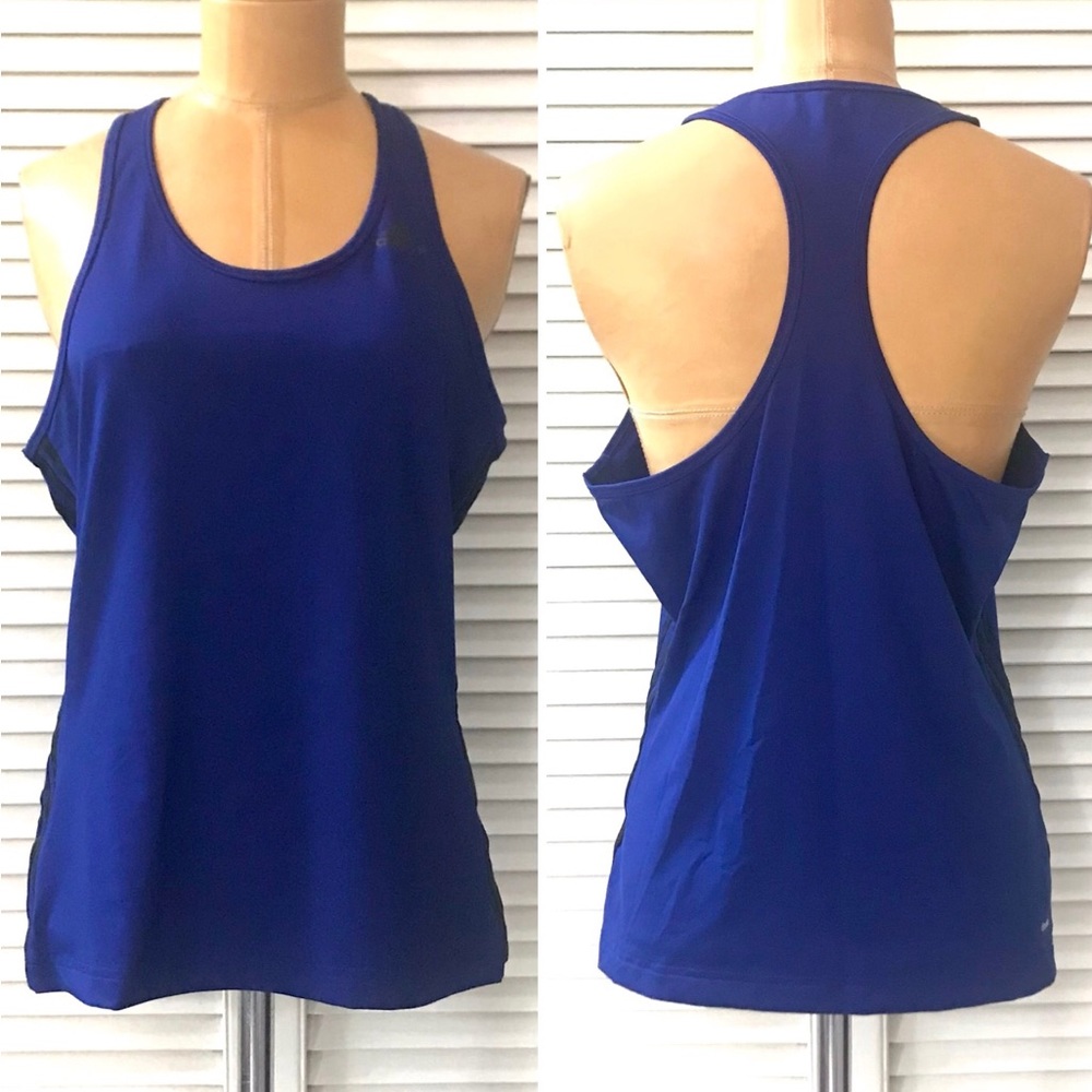 Adidas Womens Activewear Tank Top Medium Blue Racer Back Tennis Training Workout